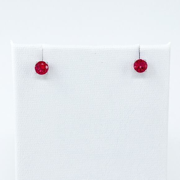 Vintage Sterling Silver 925 Pink Cubic Zirconia Stud Earrings - Picture 2 of 8